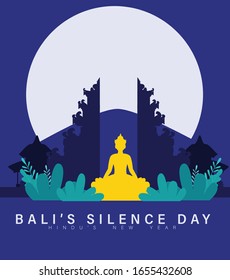 Bali's Day Of Silence And Hindu New Year Vector Illustration, Indonesain Bali's Nyepi Day, Hari Nyepi