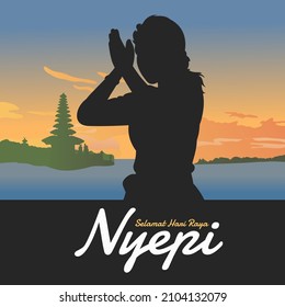 Bali's Day Of Silence And Hindu New Year Vector Illustration, Nyepi