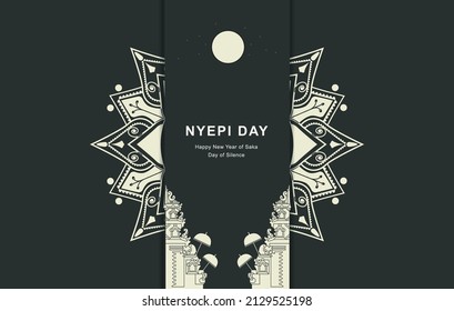 Bali's Day Of Silence And Hindu New Year Vector Illustration, Indonesain Bali's Nyepi Day.
