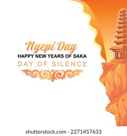 Bali's Day Of Silence And Hindu New Year Vector Illustration fit for Poster Banner and Template, Indonesain Bali's Nyepi Day, Hari Nyepi, Hindu Statue