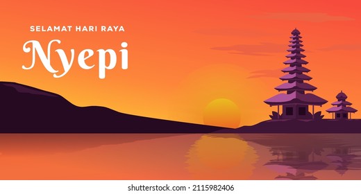 Bali's day of silence illustration background. Nyepi illustration greeting