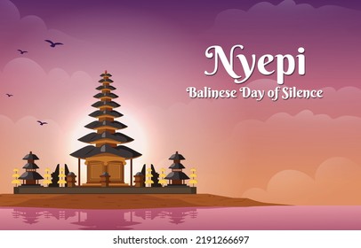 Bali's day of silence illustration background. Nyepi illustration greeting