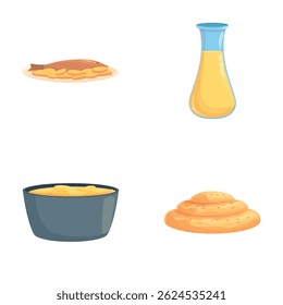 Balkan breakfast icons set cartoon vector. Traditional dish from balkan cuisine. Food concept