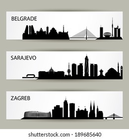 Balkan cities skylines - vector illustration