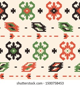 Balkan ethnic seamless vector pattern. Repeating pattern inspired by traditional Bosnian and Serbian embroidery. Perfect for backgrounds, textile, wrapping paper.