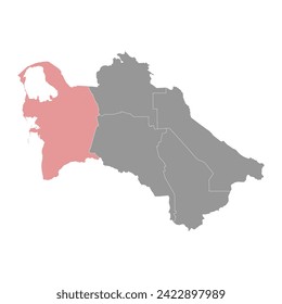 Balkan Region Karte, Verwaltungsabteilung Turkmenistan. Vektorgrafik.