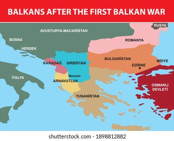 balkans after the first balkan war turkish history map