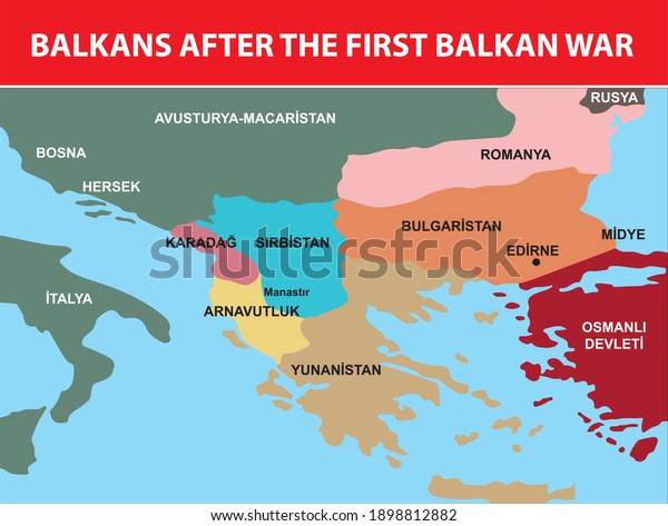 Balkans After First Balkan War Turkish: immagine vettoriale stock (royalty free) 1898812882 | Shutterstock