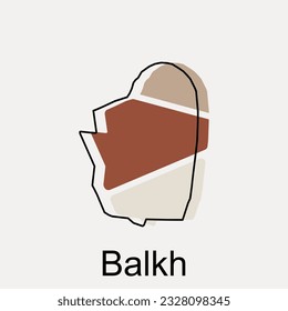 Balkh map and black lettering illustration design template on white background, vector map of afghanistan