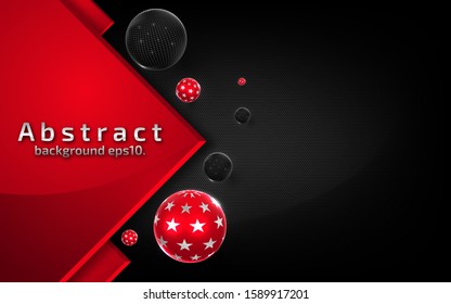 ball 3d abstract modern  background dark black metal steel with luxury VIP and red color with line silver Sparkles glitter and gradient decoration shapes geometric Polished vector , design elements