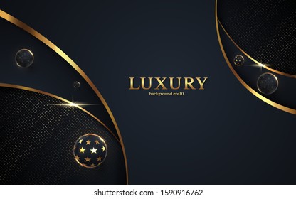 ball 3d abstract modern  background with luxury VIP and dark black color with line Gold Sparkles glitter and gradient decoration shapes geometric Polished vector , design elements 