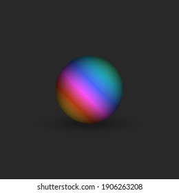 Ball 3d Geometric Shape With Shadow Bright Gradient Pearl On The Black Background