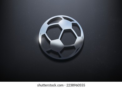 Diseño del logotipo en 3D de la bola, Logotipo de mordaza brillante con pared texturada. Vector realista