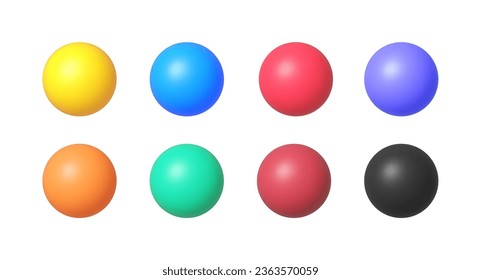 Ball 3d set in 3d style on white background. Vector isolated icon