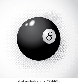 Ball 8 on halftone background - illustration