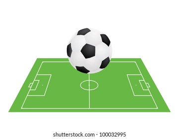 ball above football pitch vector illustration