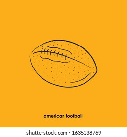 Ball american football brush sign vector illustration. Yellow background