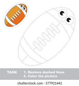 Ball for American Football. Dot to dot educational game for kids. Tracing worksheet to be colored.