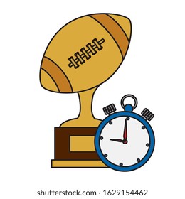 ball american football trophy with chronometer vector illustration design