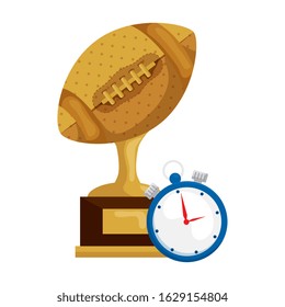 ball american football trophy with chronometer vector illustration design