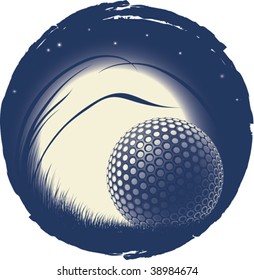 The ball among a grass shined by the moon and stars