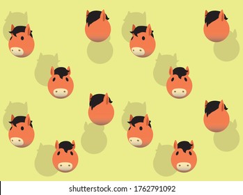 Ball Animal Character Horse Cute Cartoon Background Wallpaper-01