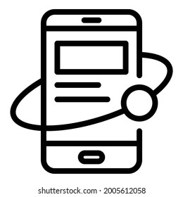 Ball around smartphone icon. Outline ball around smartphone vector icon for web design isolated on white background