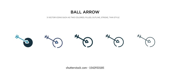 ball arrow icon in different style vector illustration. two colored and black ball arrow vector icons designed in filled, outline, line and stroke style can be used for web, mobile, ui