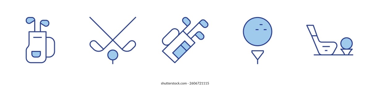 ball, bag, clubs. Golf Icon vector illustration. Line Duotone style. Editable stroke.