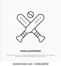 Ball, Baseball, Bat, Bats Line Icon Vector