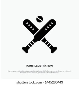 Ball, Baseball, Bat, Bats solid Glyph Icon vector