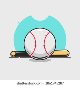 ilustración de bate de bola y béisbol Vector Premium