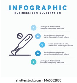 Ball, Baseball, Bat, Sports, Usa Line icon with 5 steps presentation infographics Background. Vector Icon Template background