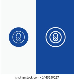 Ball, Baseball, Game, Sport Line and Glyph Solid icon Blue banner Line and Glyph Solid icon Blue banner