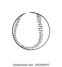 Ball for baseballl hand drawn sketch isolated on white background. Sport items elements in sketch style, vector illustration. ,