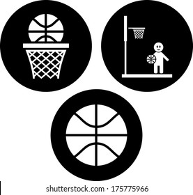 Ball and basket. Basketball vector icon isolated