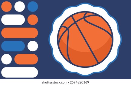 Ball for Basketball. Basketball design. Game Day. Basketball playoff in March. Sport party in United States. Final games of season tournament. Professional team championship. Sport poster. Vector