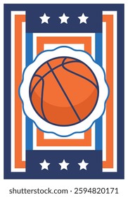 Ball for Basketball. Basketball design. Game Day. Basketball playoff in March. Sport party in United States. Final games of season tournament. Professional team championship. Sport poster. Vector