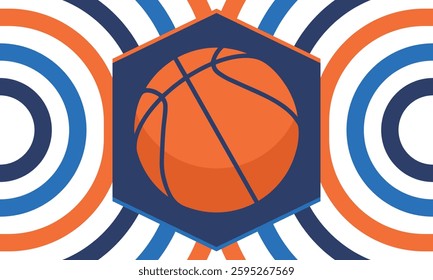 Ball for Basketball. Basketball design. Game Day. Basketball playoff in March. Sport party in United States. Final games of season tournament. Professional team championship. Sport poster. Vector