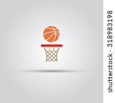 Ball and basketball hoop isolated vector icon