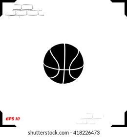 Ball for basketball icon. Simple black vector symbol. Logo for web. Image for business.