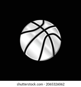 Ball Of Basketball silver plated metallic icon