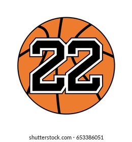 ball of basketball symbol with number 22
