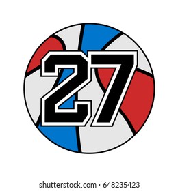 ball of basketball symbol with number 27
