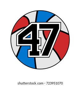 ball of basketball symbol with number 47