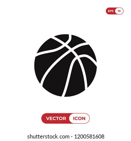 Ball of basketball vector icon. Game,sport symbol. Flat vector sign isolated on white background. Simple vector illustration for graphic and web design.