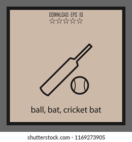ball, bat, cricket bat vector icon