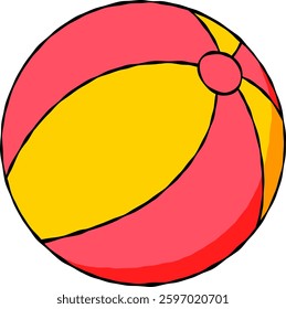 Ball Beach Doodle Outline Isolated