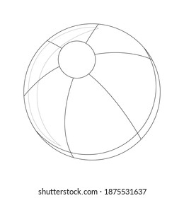 Ball Beach Outline Vector Illustration