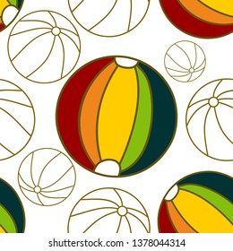 Ball Beach Pattern Seamless Design Template Vector